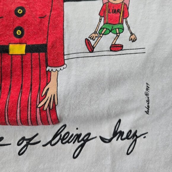 vintage 80's | graphic print white single stitch retro t-shirt | WMS M - Picture 5 of 8